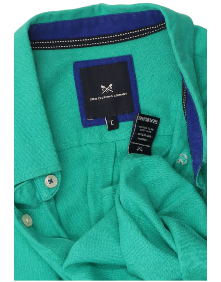 CREW CLOTHING Camisa masculina grande linho verde
