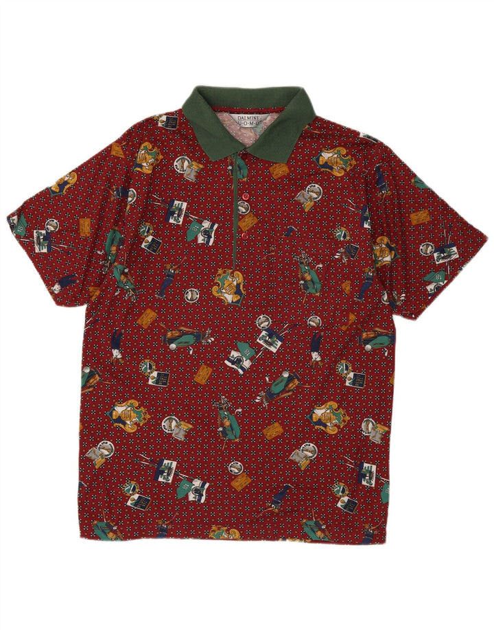 Camisa polo masculina com padrão abstrato DALMINE IT 48 marrom médio manchado