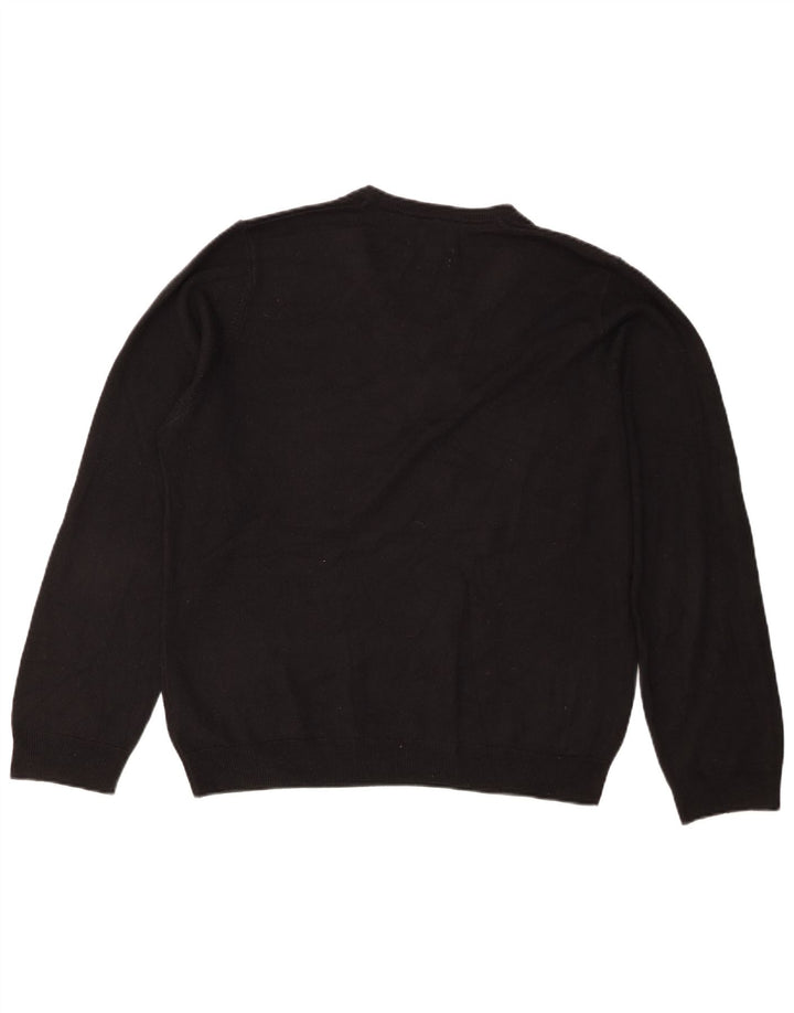 Suéter masculino Marks & Spencer com ajuste regular e decote em V, grande acrílico preto