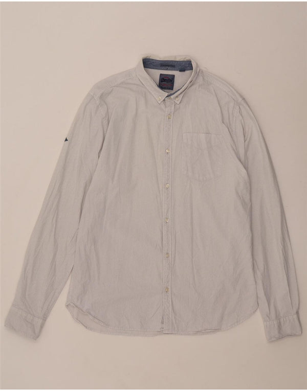 Camisa masculina Superdry 2XL algodão manchado cinza