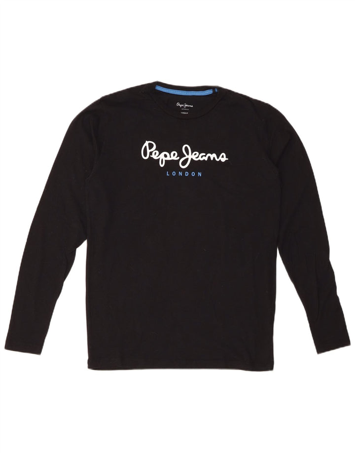 PEPE JEANS Top gráfico masculino manga comprida pequeno preto