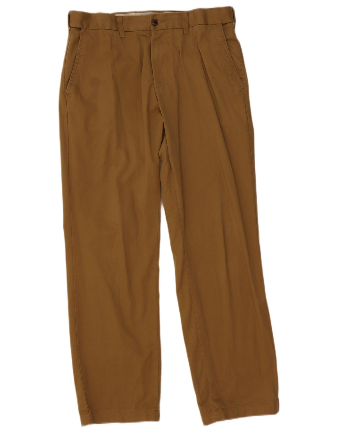 Calças Chino Regulares Masculinas Marks & Spencer W34 L31 Algodão Cáqui