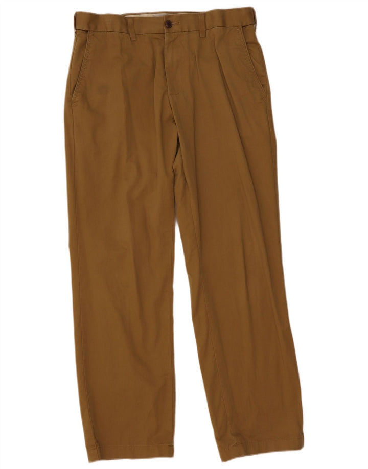 Calças Chino Regulares Masculinas Marks & Spencer W34 L31 Algodão Cáqui