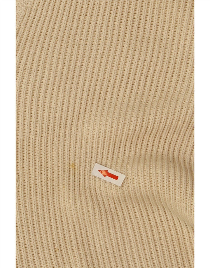Suéter cardigã feminino grande Stefanel Reino Unido 14 viscose bege médio