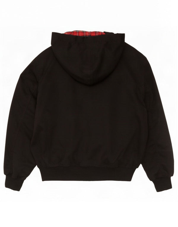 Jaqueta bomber com capuz masculina vintage poliéster preto pequeno Reino Unido 36