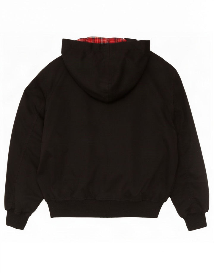 Jaqueta bomber com capuz masculina vintage poliéster preto pequeno Reino Unido 36