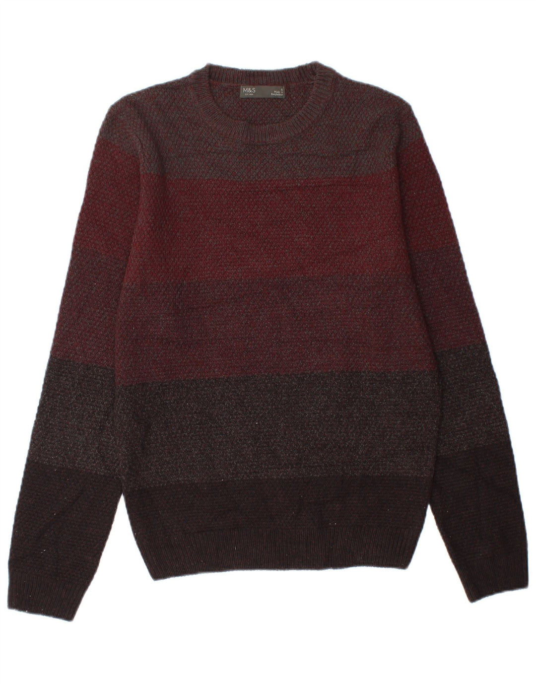 Suéter masculino Marks & Spencer com gola redonda, pequeno listrado multicolorido