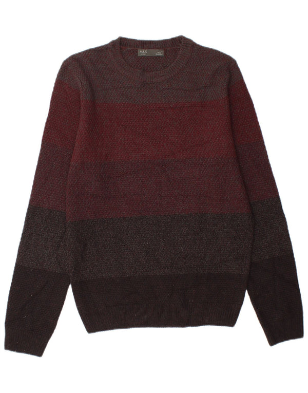 Suéter masculino Marks & Spencer com gola redonda, pequeno listrado multicolorido