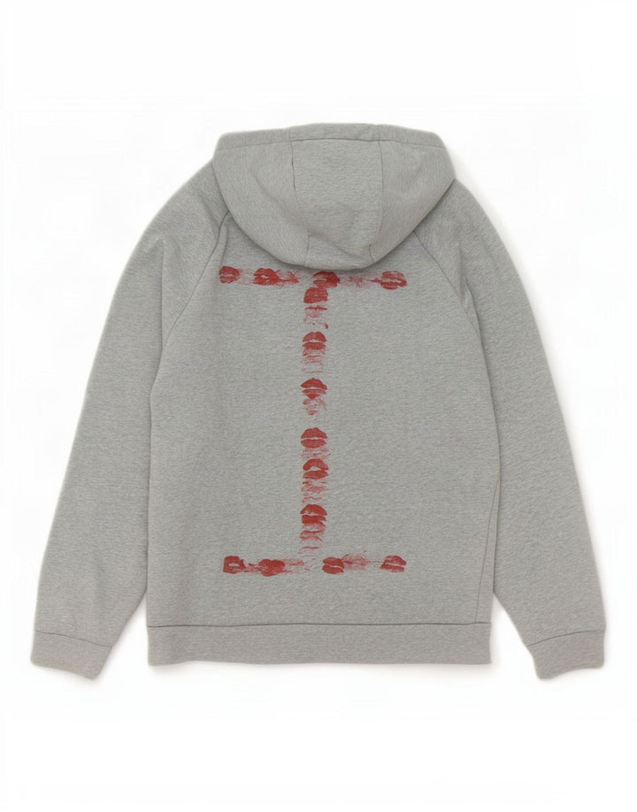 Suéter com capuz gráfico masculino Nike pequeno algodão manchado cinza