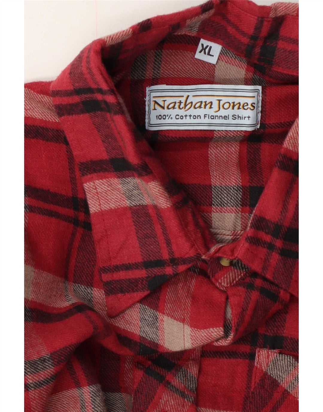 Camisa masculina de flanela Nathan Jones XL algodão xadrez vermelho