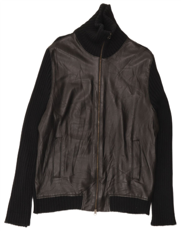 Suéter cardigã masculino Zara grande algodão preto
