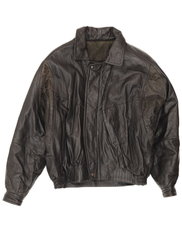 Jaqueta de couro masculina vintage UK 36 pequena preta