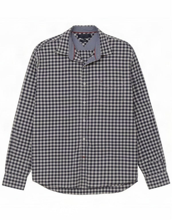 Tommy Hilfiger Mens Vintage Fit Shirt XL Azul Marinho Gingham Algodão