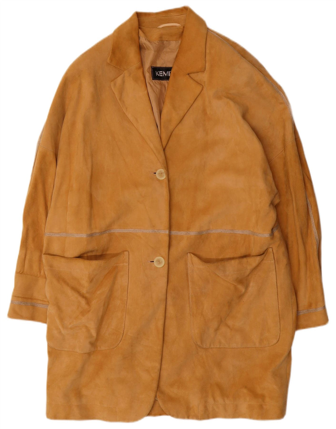 Sobretudo feminino de camurça oversized KEMPER EU 40 couro marrom médio