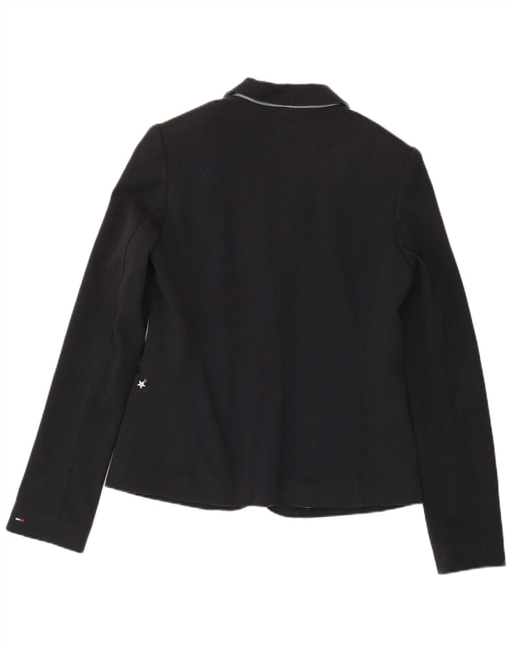 Jaqueta blazer feminina TOMMY HILFIGER com 1 botão Reino Unido 14 grande algodão azul marinho