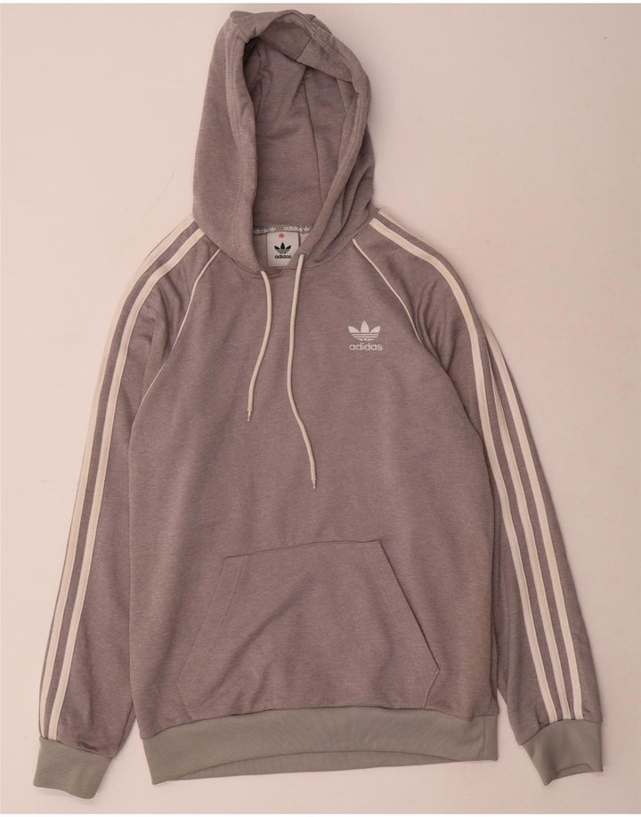 Adidas Mens Hoodie Jumper Pequeno Poliéster Cinza