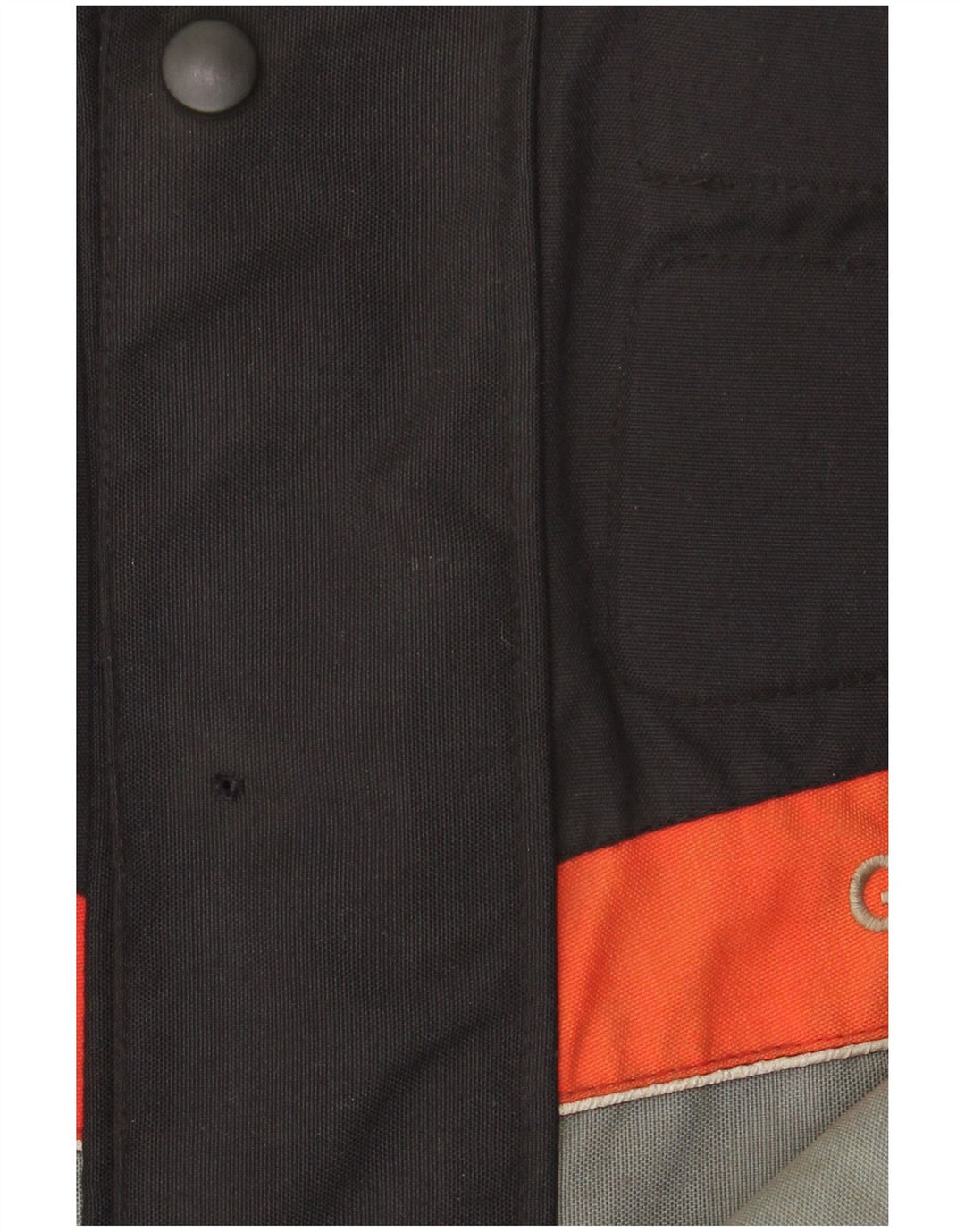 Jaqueta vintage masculina Racer UK 40 grande bloco colorido preto