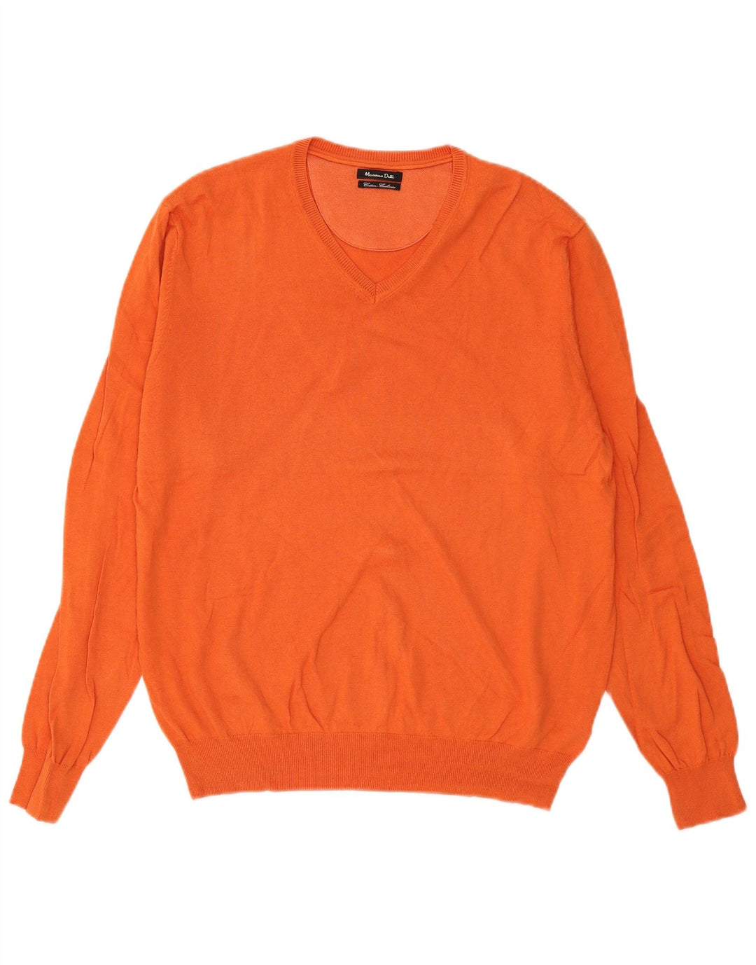 Suéter masculino Massimo Dutti com decote em V grande algodão laranja