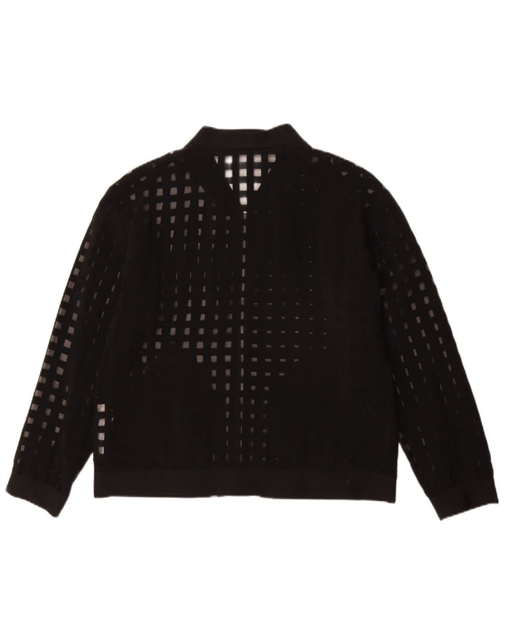 Zara Jaqueta Bomber Feminina Transparente Reino Unido 16 Viscose Geométrica Preta Grande