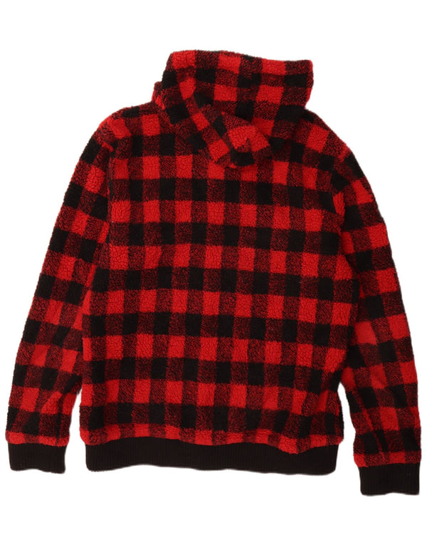 Jaqueta de lã com capuz masculina Superdry UK 44 2XL poliéster vermelho guingão