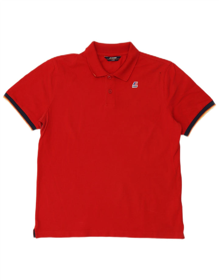 Camisa polo masculina K-Way grande algodão colorblock vermelho