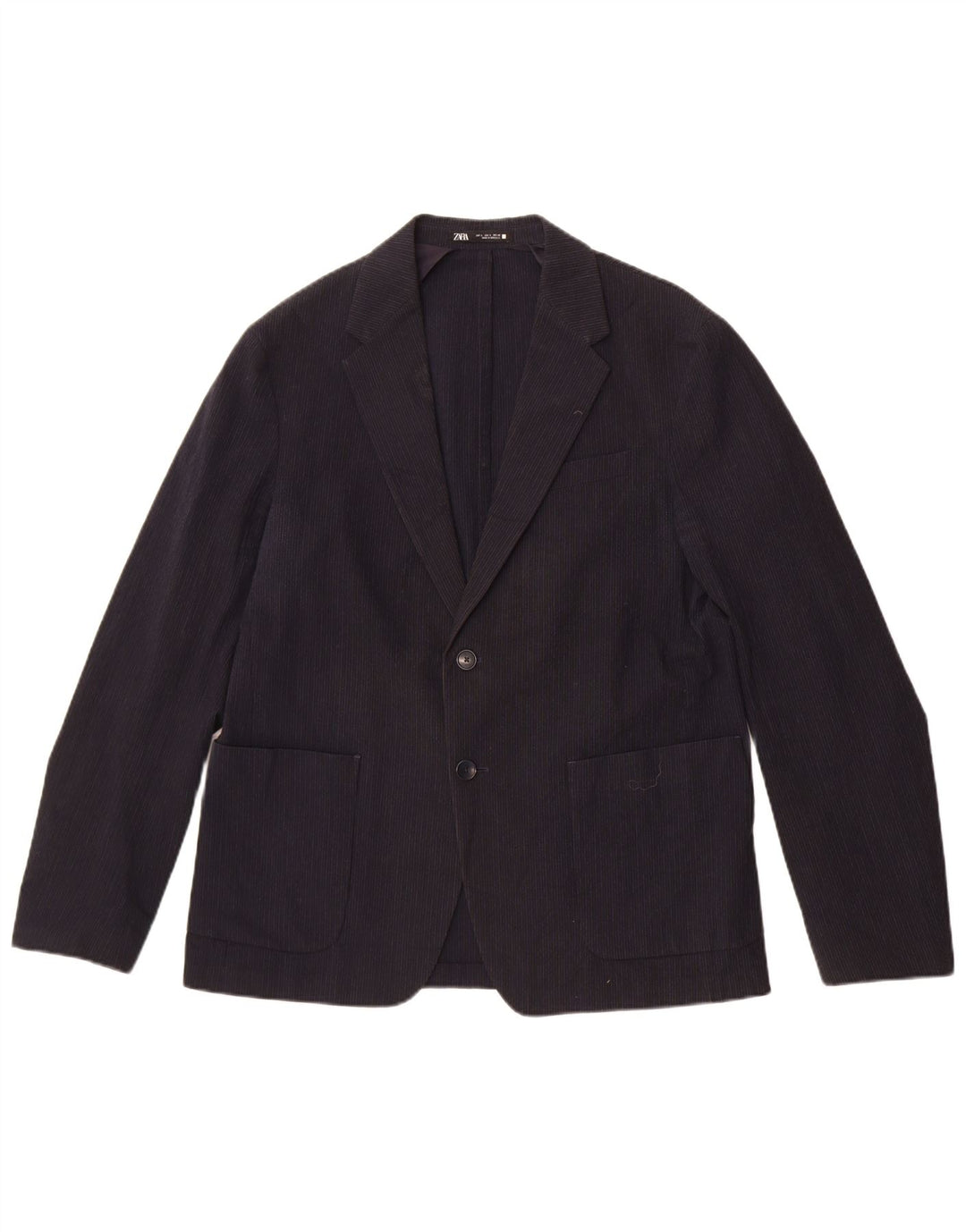 Jaqueta blazer masculina Zara com 2 botões Reino Unido 40 grande listra azul marinho