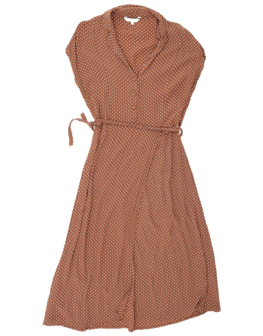 Próximo Vestido Maxi Envoltório Feminino Reino Unido 14 Viscose Geométrica Marrom Médio