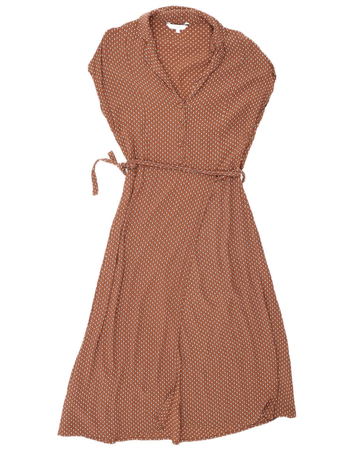 Próximo Vestido Maxi Envoltório Feminino Reino Unido 14 Viscose Geométrica Marrom Médio