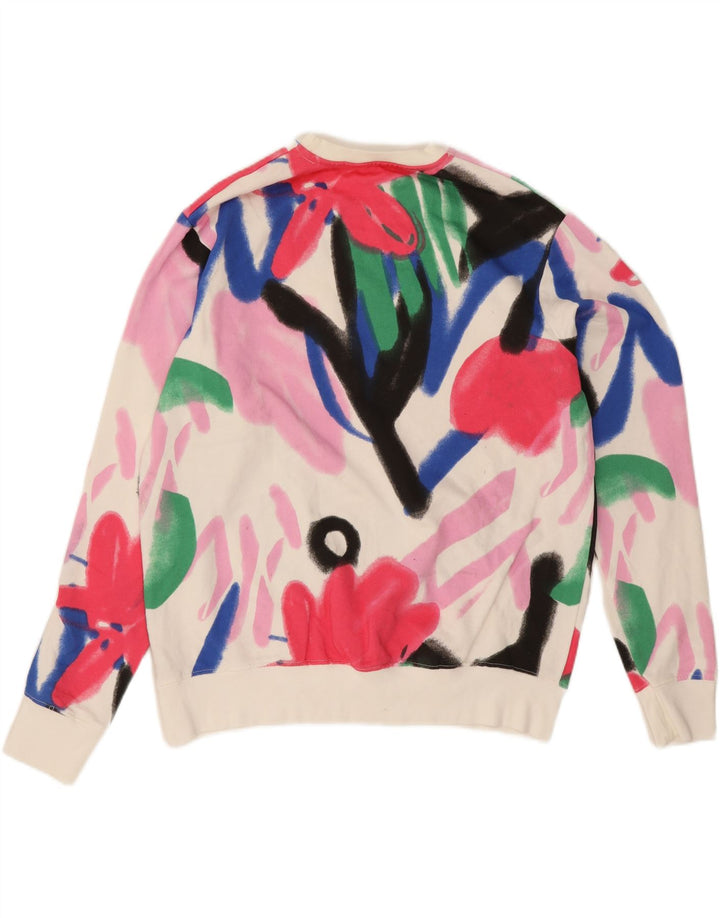 Zara moletom feminino gráfico oversized jumper Reino Unido 14 médio branco floral