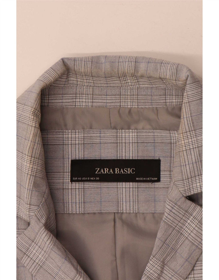 Jaqueta blazer feminina Zara com 1 botão EU 40 cinza médio Houndstooth