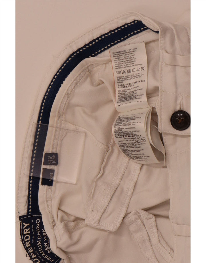 Calça Chino Feminina Slim SUPERDRY Reino Unido 12 Médio W32 L29 Algodão Branco