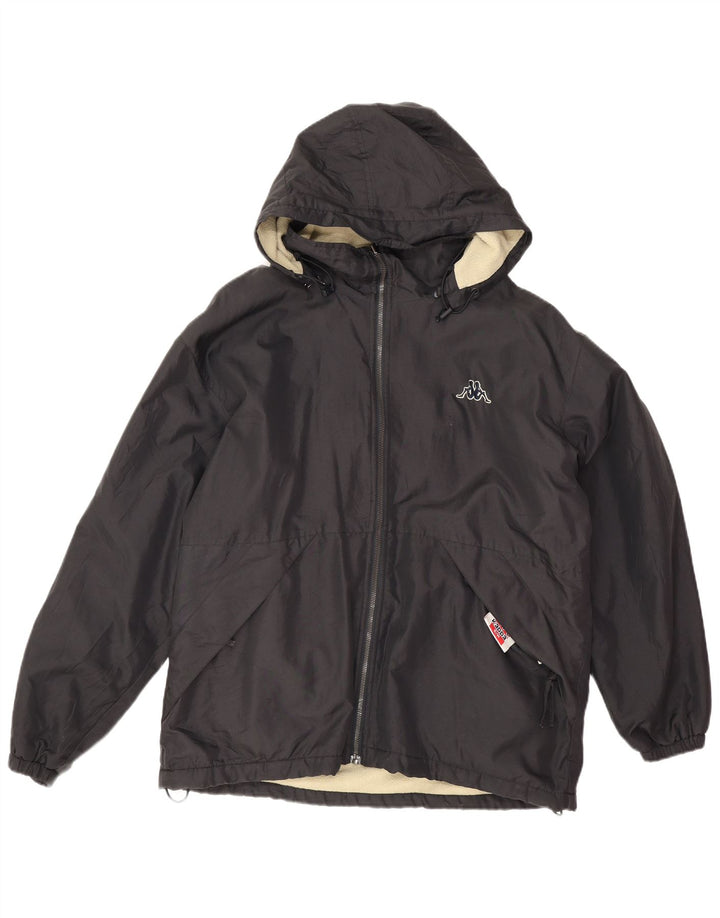 Jaqueta corta-vento masculina reversível com capuz Kappa UK 36 poliéster preto pequeno