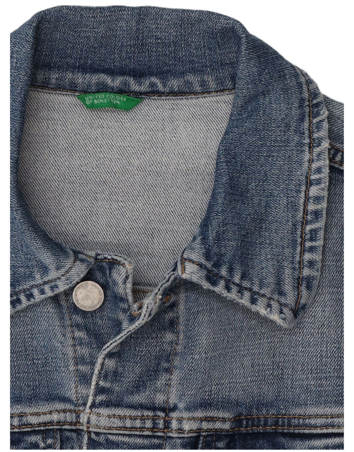 Jaqueta jeans feminina Benetton UK 10 pequena azul