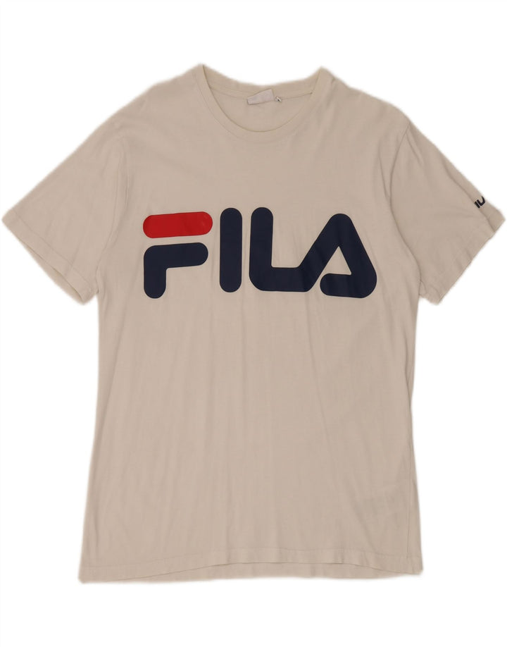 Fila Mens Graphic T-Shirt Top Médio Algodão Branco