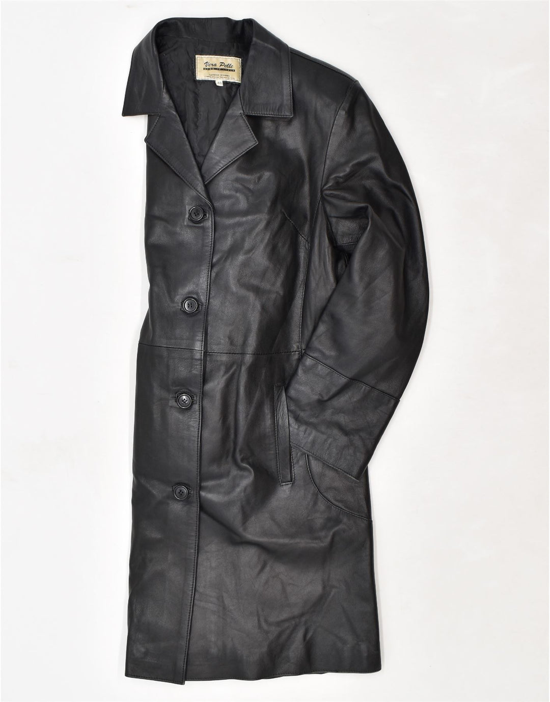 Casaco de couro feminino VINTAGE IT 48 XL couro preto