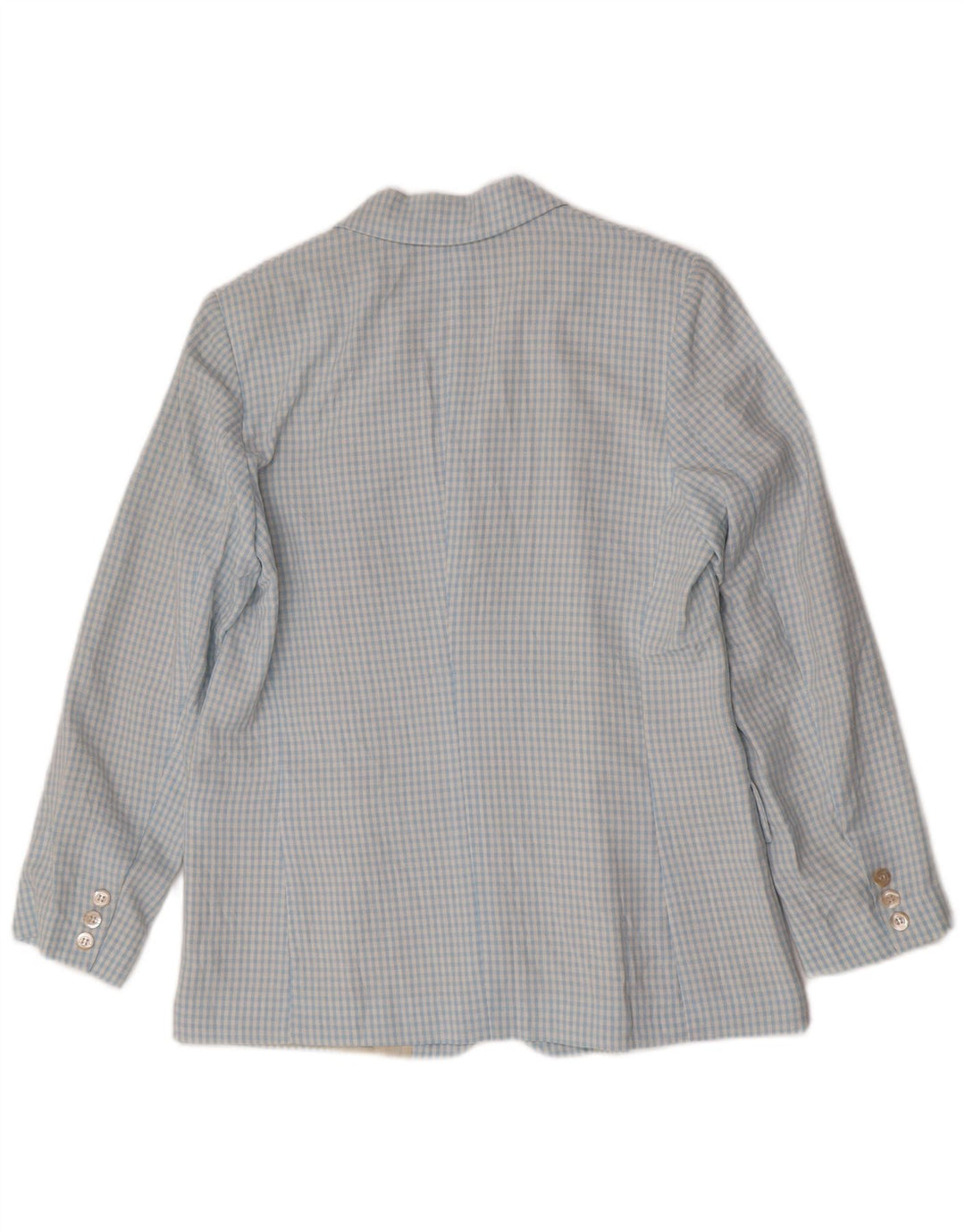 Conjunto feminino vintage de 3 botões e 2 peças IT 46 grande azul guingão viscose