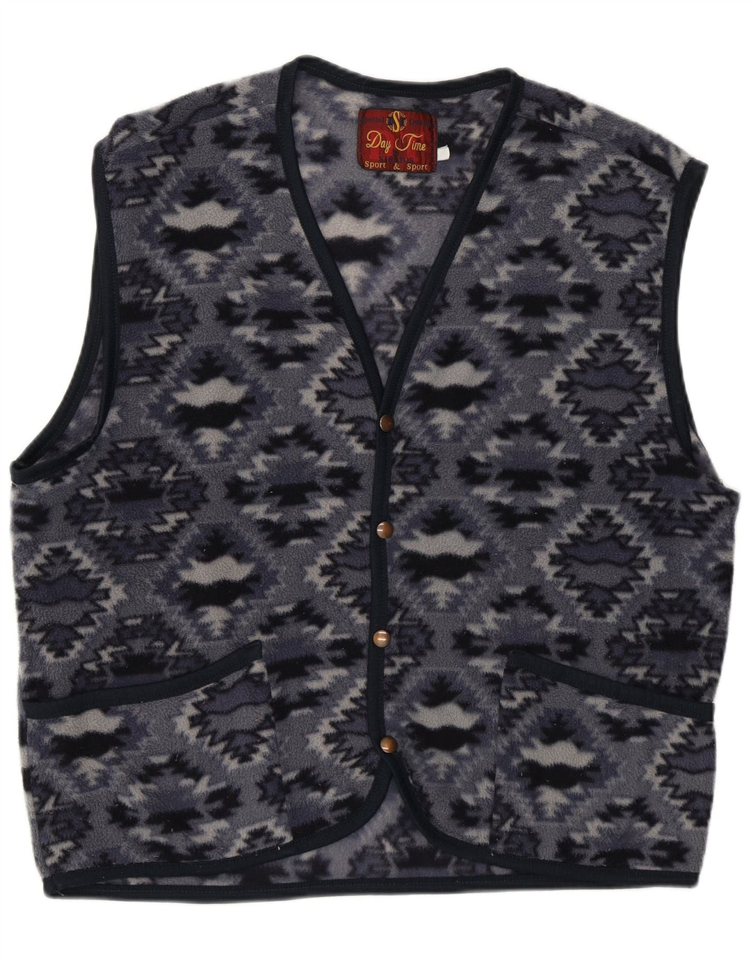Stratos Mens Fleece Gilet UK 36 Pequeno Poliéster Geométrico Azul Marinho