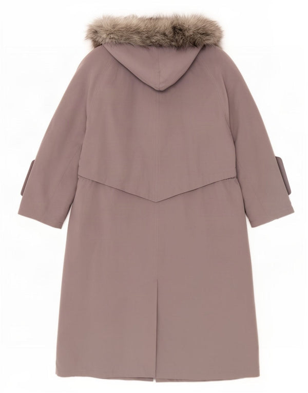 Casaco corta-vento superdimensionado com capuz feminino vintage Reino Unido 14 poliéster cinza grande