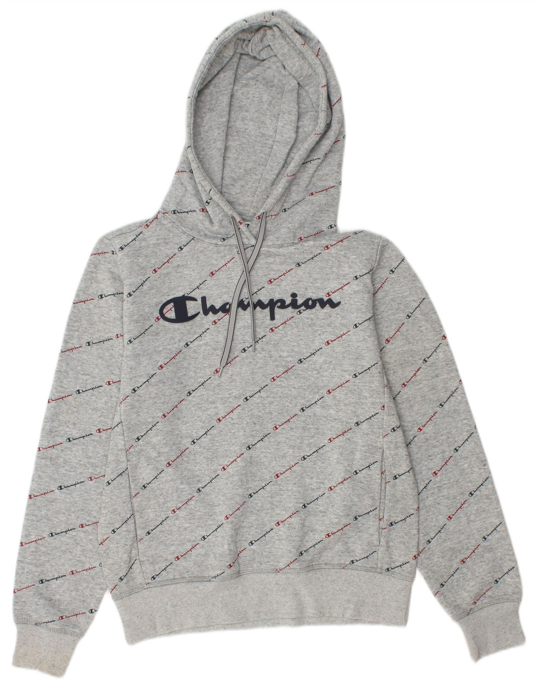 CHAMPION Suéter feminino com capuz gráfico UK 12 algodão cinza médio