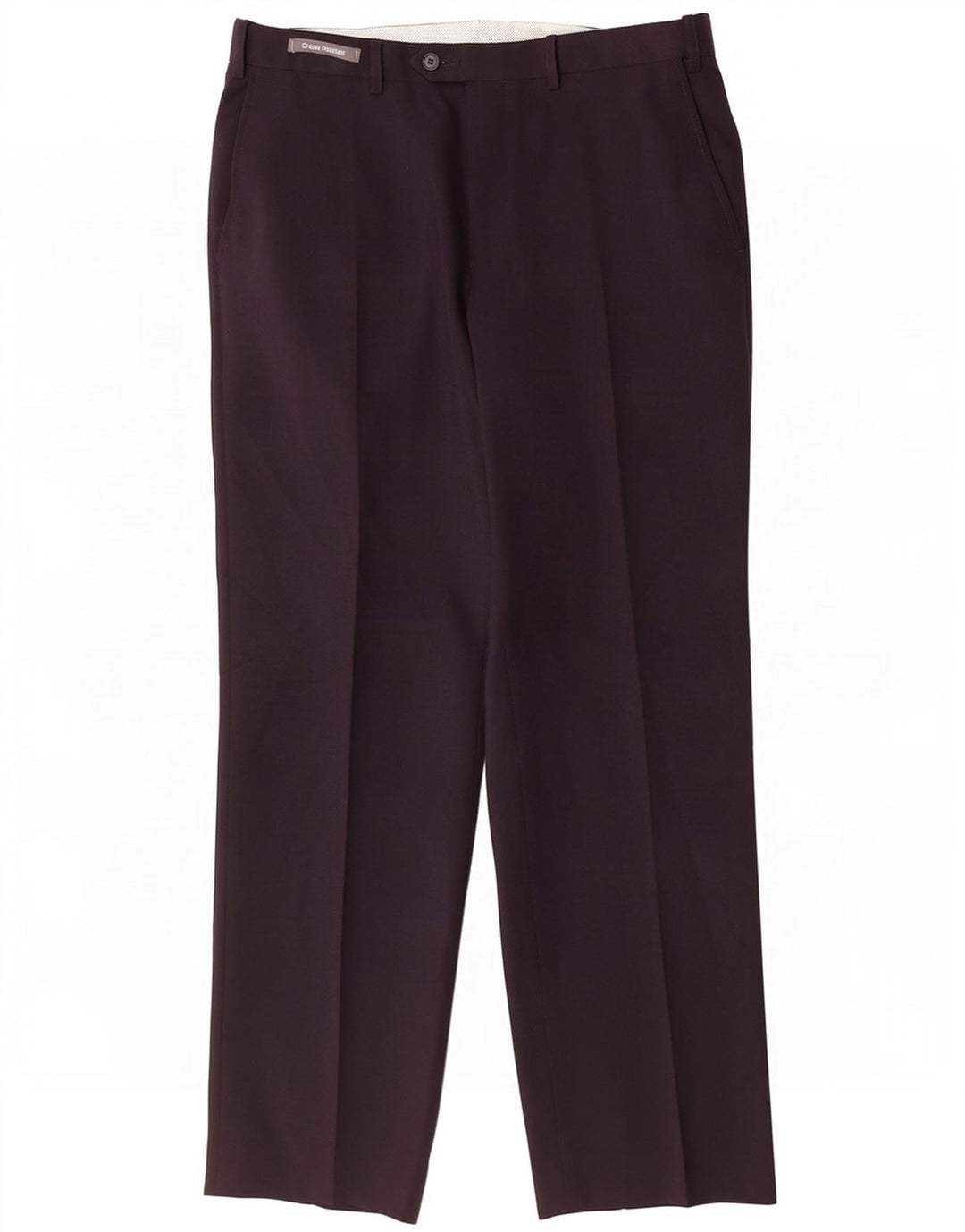 Calça masculina de terno reto Marks & Spencer W34 L31 poliéster azul marinho