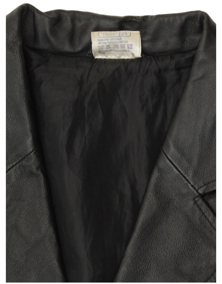 Agenda feminina jaqueta blazer de couro com 3 botões Reino Unido 24 4XL couro preto