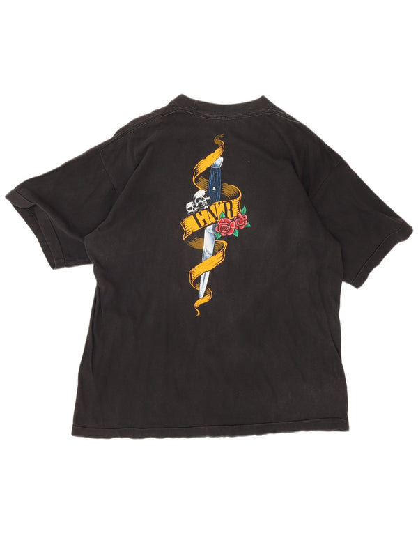 Camiseta masculina vintage Guns & Roses com estampa gráfica média preta rock