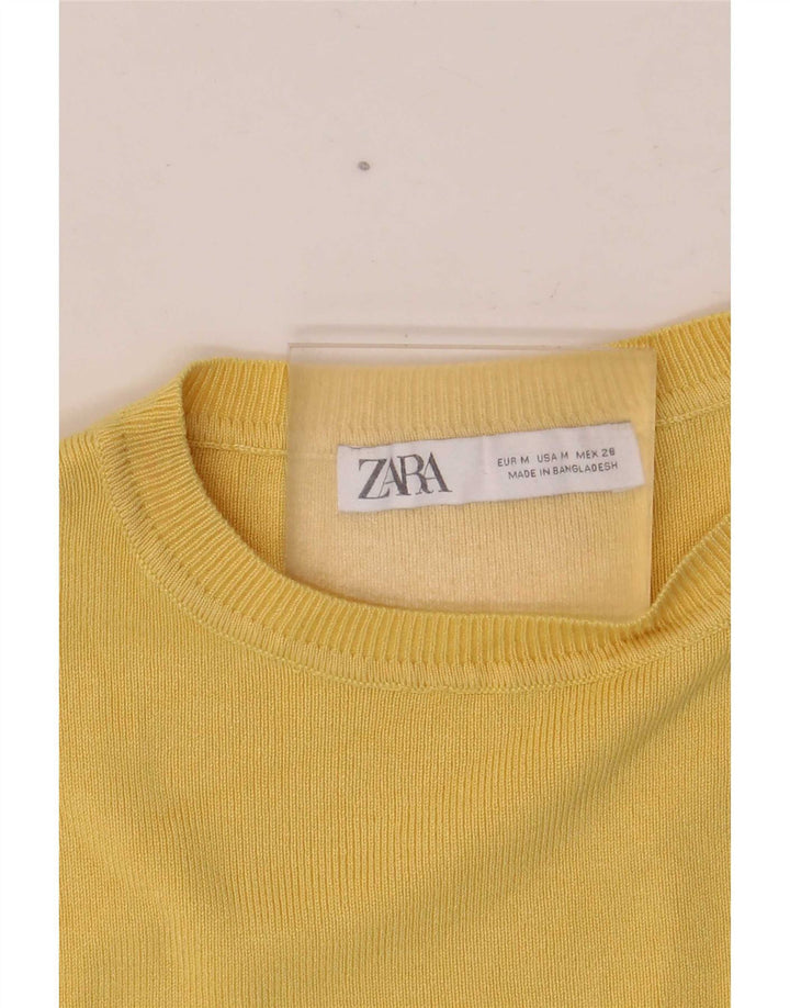 Zara Womens Crop Vest Top UK 14 Médio Amarelo