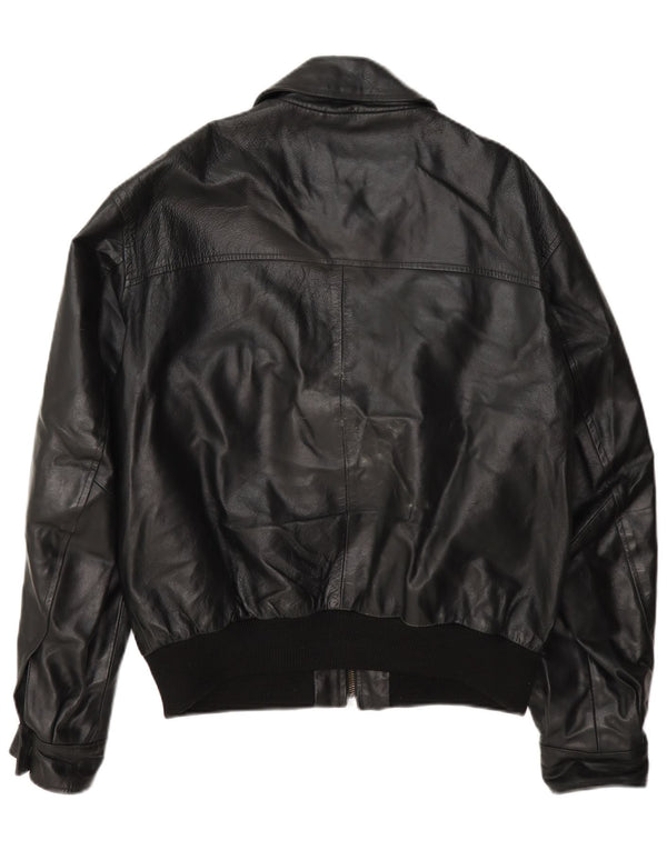 Jaqueta de couro masculina John Roose UK 38 média preta