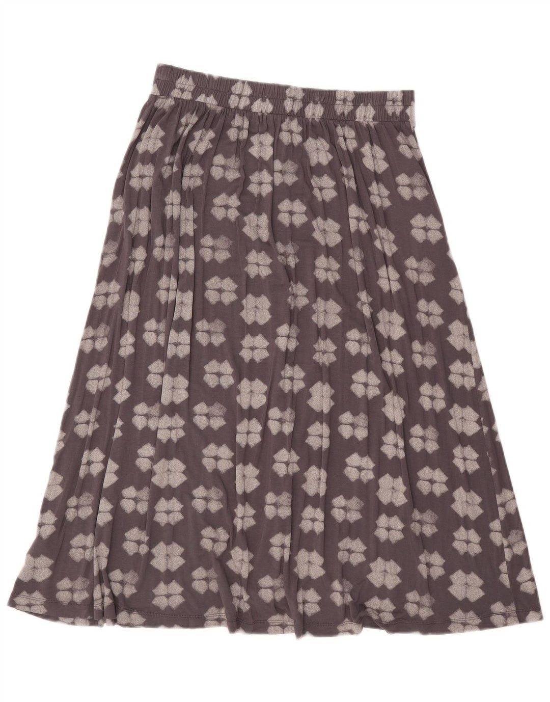 Saia evasê feminina White Stuff Reino Unido 10 pequena W32 viscose geométrica cinza