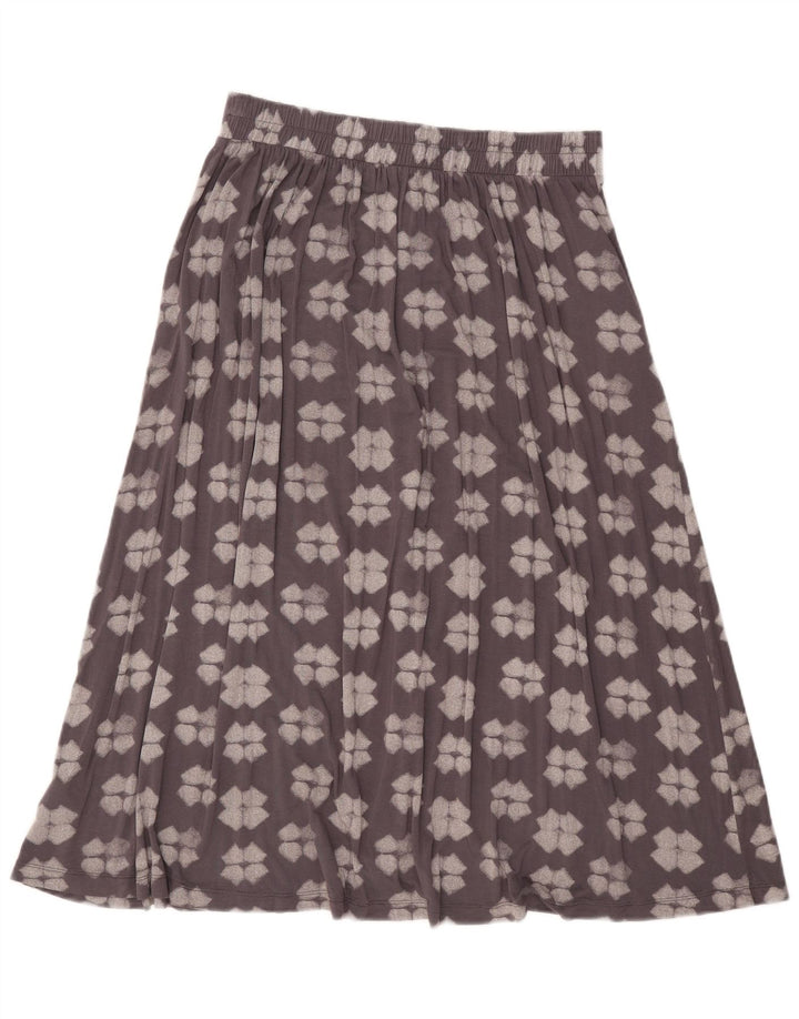 Saia evasê feminina White Stuff Reino Unido 10 pequena W32 viscose geométrica cinza