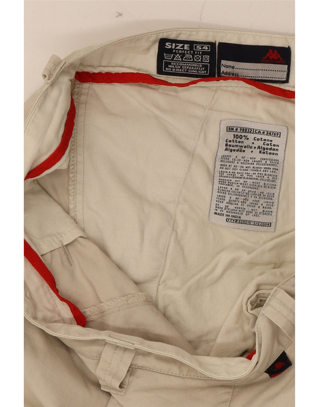 KAPPA Mens Straight Chino Trousers W38 L29 Beige Cotton Vintage Kappa and Second-Hand Kappa from Messina Hembry 
