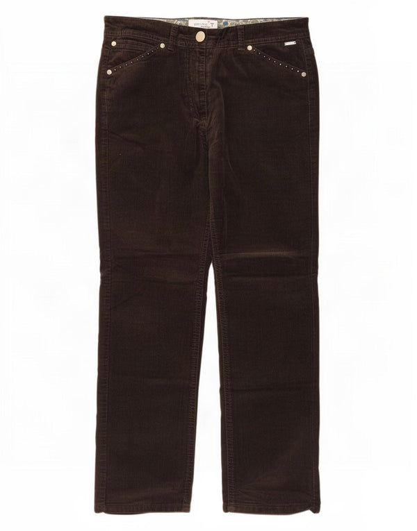 Calça feminina Marks & Spencer Per Una de veludo cotelê tamanho 10 W26 L26 marrom