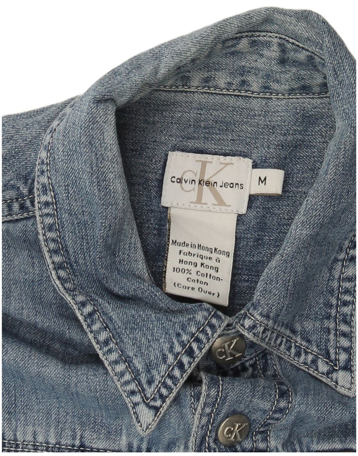 Camisa jeans feminina Calvin Klein Jeans azul médio algodão
