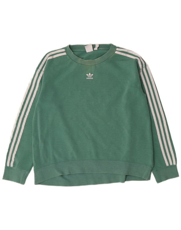 Adidas Womens Sweatshirt Jumper UK 8 Pequeno Verde Algodão